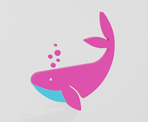 Low Poly Cartoon Whale Decoration Object