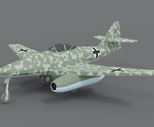 Low Poly Cartoon Messerschmitt Me 262 WWII