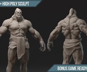 Orc High Poly Sculpture + Substance + Game Mesh