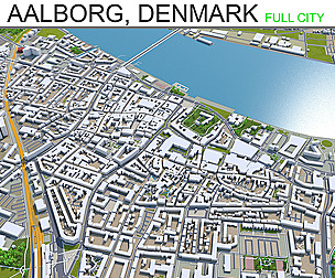 Aalborg City Denmark 3D Model 35km