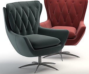 Wells Tufted Leather Swivel Armchair
