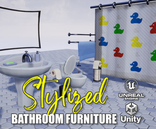 Stylized Bathroom Furniture {Unreal / Unity}