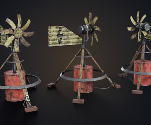 Handmade wind generator Low-poly 3D model