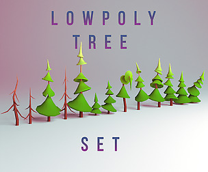 Low-poly Tree Set
