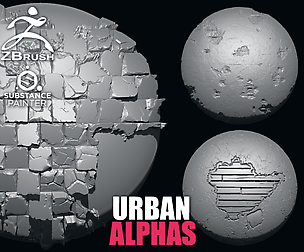 10 Urban Alphas Vol.1 (ZBRush, Substance, 2K, PSD)