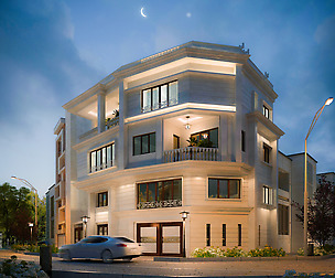 semi-classic facade - night
