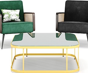 Arm Chair- Rattan cane velvet By Table