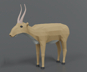 Low Poly Cartoon Saiga Antelope