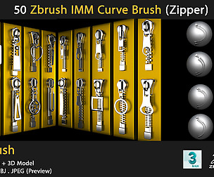 50 Zbrush IMM Curve Brush (Zipper)
