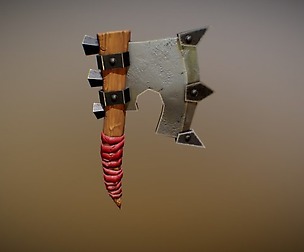 Low Poly Axe with wood and leather