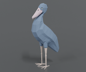 Low Poly Cartoon Shoebill Stork