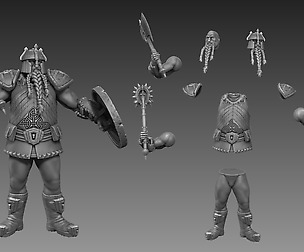 Dwarf Warrior 3D Print Ready