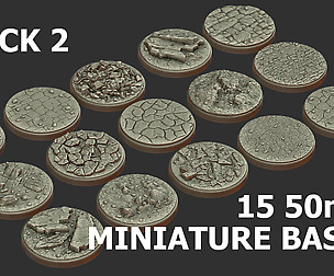 PACK 2 - 15 MINIATURE BASES 50mm 3D Print Ready