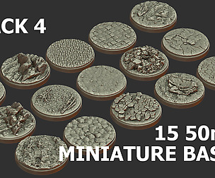 PACK 4 - 15 MINIATURE BASES 50mm 3D Print Ready