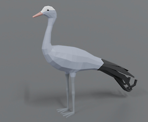 Low Poly Cartoon Blue Crane