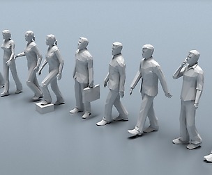Ten low poly people