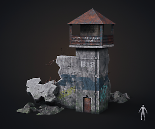 Prison tower Low-poly 3D model
