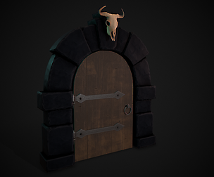 Dungeon door with bull skull