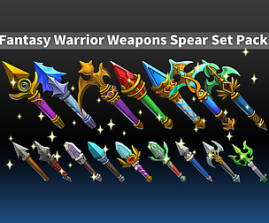 Fantasy Warrior Weapons Spear Set Pack