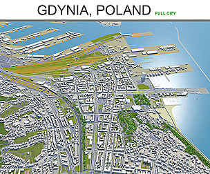 Gdynia city Poland 3d model 40Km