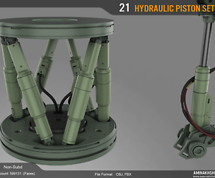 3D Kitbash - 21 Hydraulic pistons Set