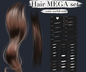 Hair MEGA set (45 brushes) for Procreate