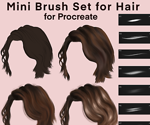 Mini brush set for Hair (8 brushes) for Procreate