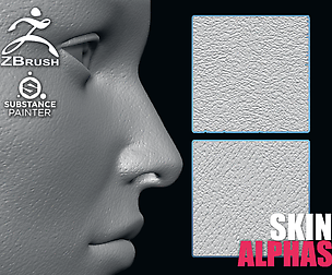 20 Skin Alphas Vol.2 (ZBRush, Substance, 2K, PSD)
