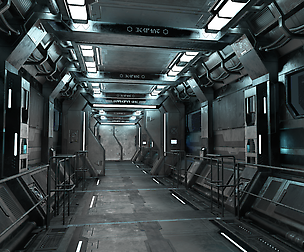 Sci-Fi Modular Corridor with Door Ver 1 - Low Poly
