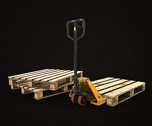 Pallet Jack with Pallets - Low Poly