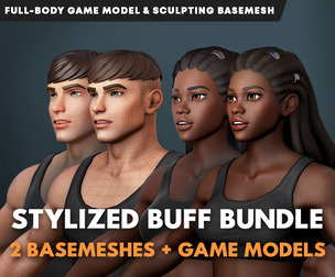 Stylized Buff Game Models & Basemeshes Bundle