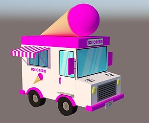 Ice Cream Van Low-poly 3D model