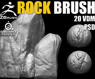 Rock Brushes for ZBrush (20 VDM + Alphas PSD)