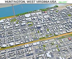 Huntington city West Virginia 35km 3d model