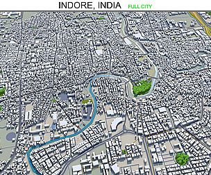 Indore city India 3d model 30km