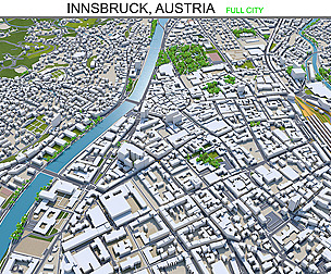 Innsbruck city Austria 3d model 20km