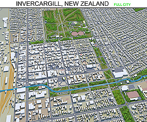 Invercargill city New Zealand 3d model  30 km
