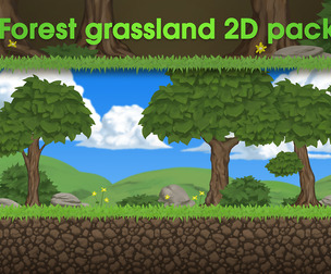 Forest grassland - hand drawn 2D asset pack