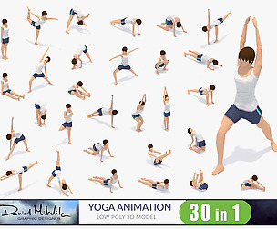 30 Yoga Pose Animations Bundle Woman