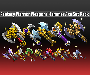 Fantasy Warrior Weapons Hammer Axe Set Pack