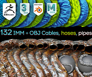 132 Zbrush Cables, hoses, pipes Brushes IMM curve