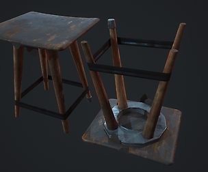 3D GAMEREADY - PACTHED UP STOOL