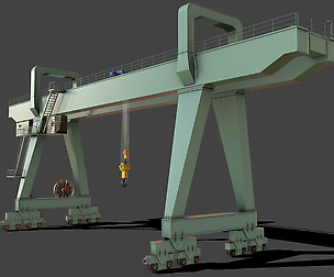 PBR Double Girder Gantry Crane V2 - Green Light