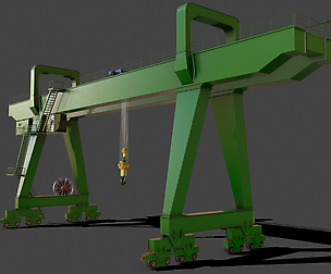 PBR Double Girder Gantry Crane V2 - Green