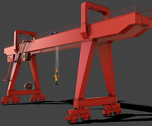 PBR Double Girder Gantry Crane V2 - Red