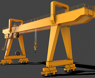 PBR Double Girder Gantry Crane V2 - Yellow