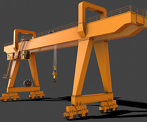 PBR Double Girder Gantry Crane V2 - Yellow Dark
