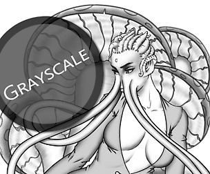 Grayscale Coloring Page | Fantasy Character