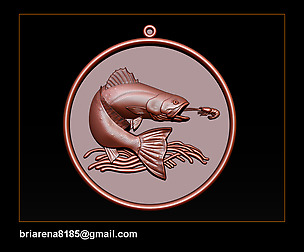 Pendant Little Salmon - Bas Relief for cnc carving