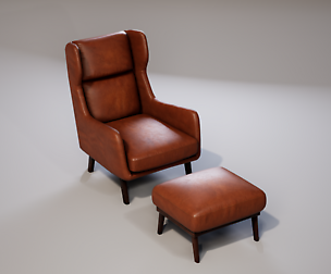 Armchair 02 Low-poly 3D model